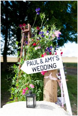 A gorgeous DIY inspired wedding sign with country flowers