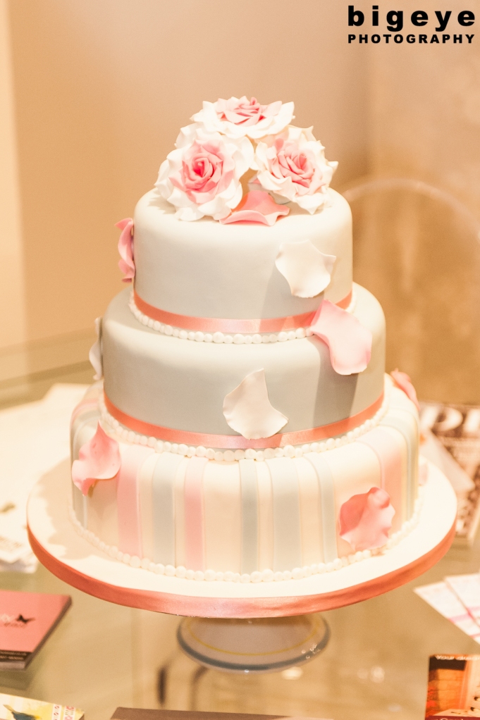 Contemporary Cake Designs Pink and Blue Petal Wedding Cake
